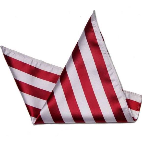 Eksel Pocket Square Red White Cabana Stripe Men's - Picture 1 of 1